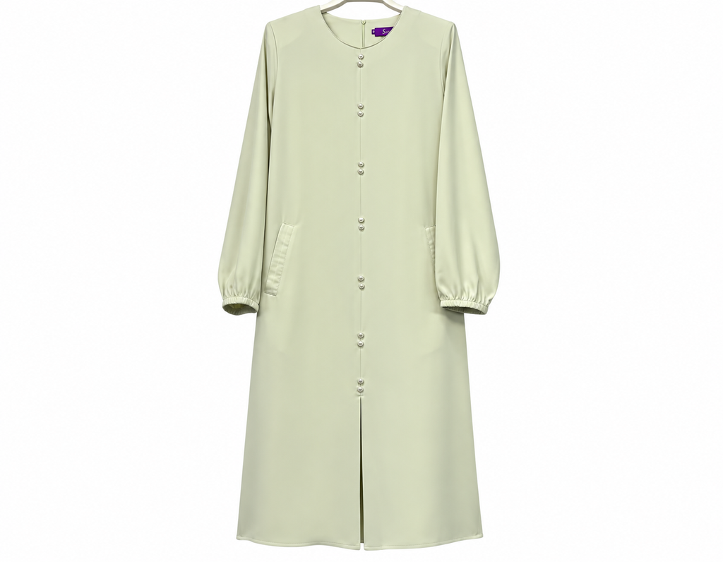 Pastel Sage Button-Front Dress