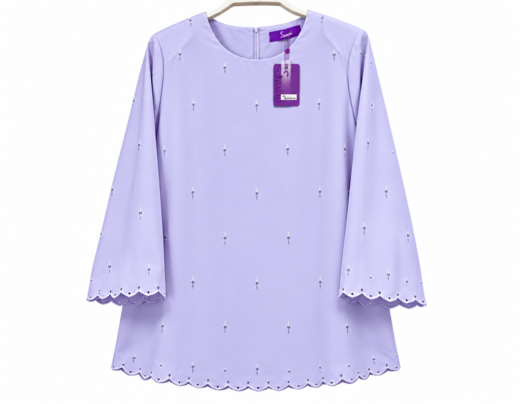 Lavender Suci Scalloped Embroidered Tunic