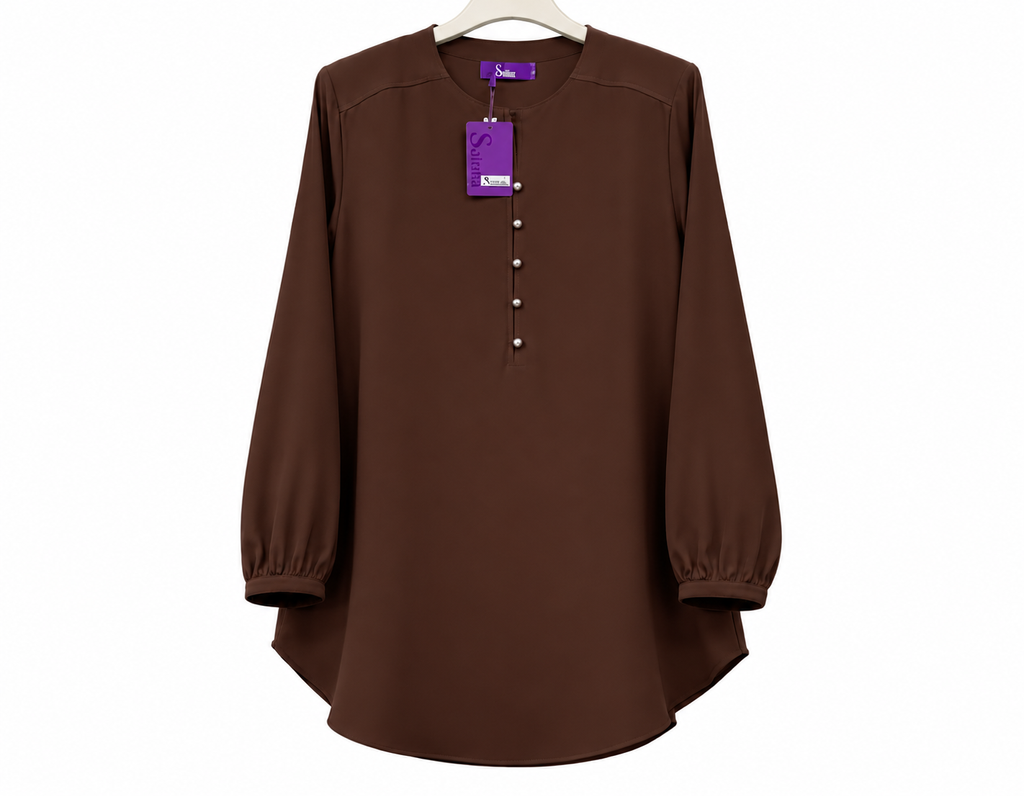 Chocolate Brown Button-Front Tunic