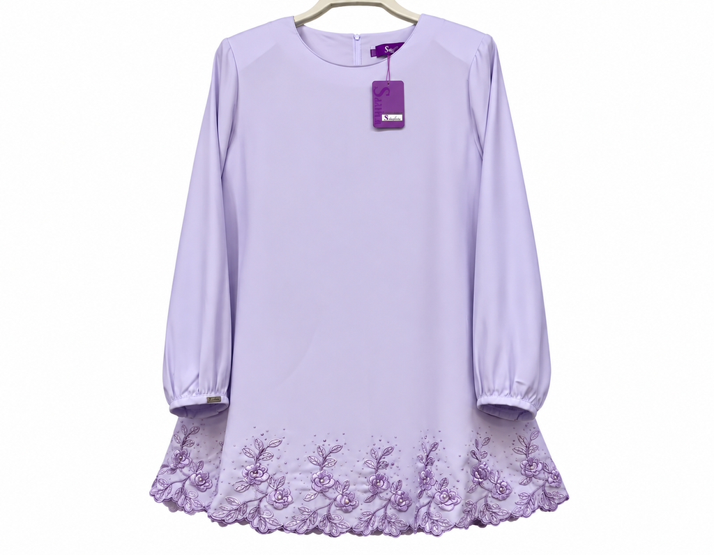 Lavender Tunic with Floral Embroidery