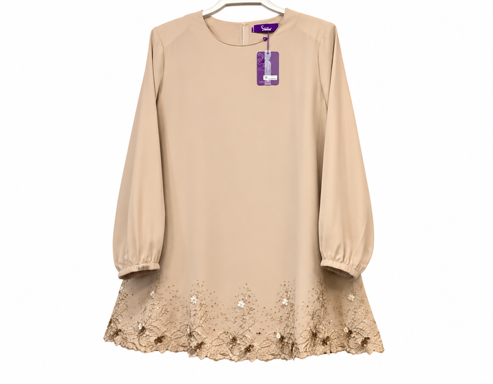 Beige Embroidered Tunic on Hanger