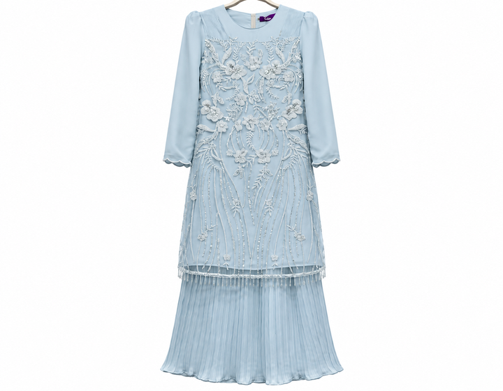 Pastel Blue Embroidered Formal Dress