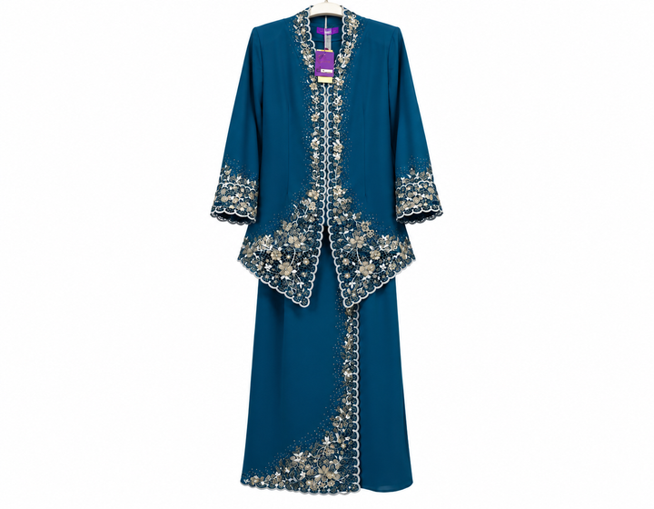 Teal Embroidered Traditional Ensemble