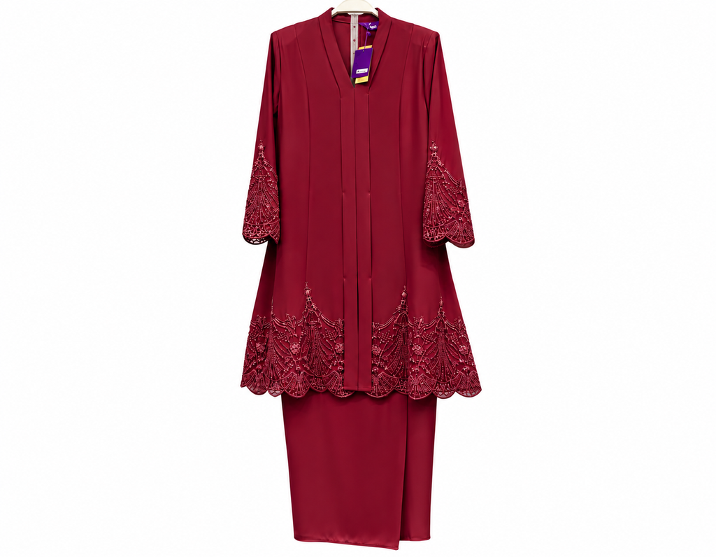 Maroon Embroidered Traditional Outfit