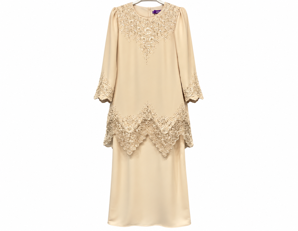 Elegant Cream Lace Baju Kurung