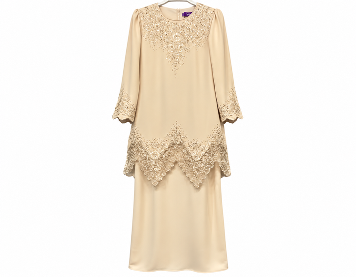 Elegant Cream Lace Baju Kurung