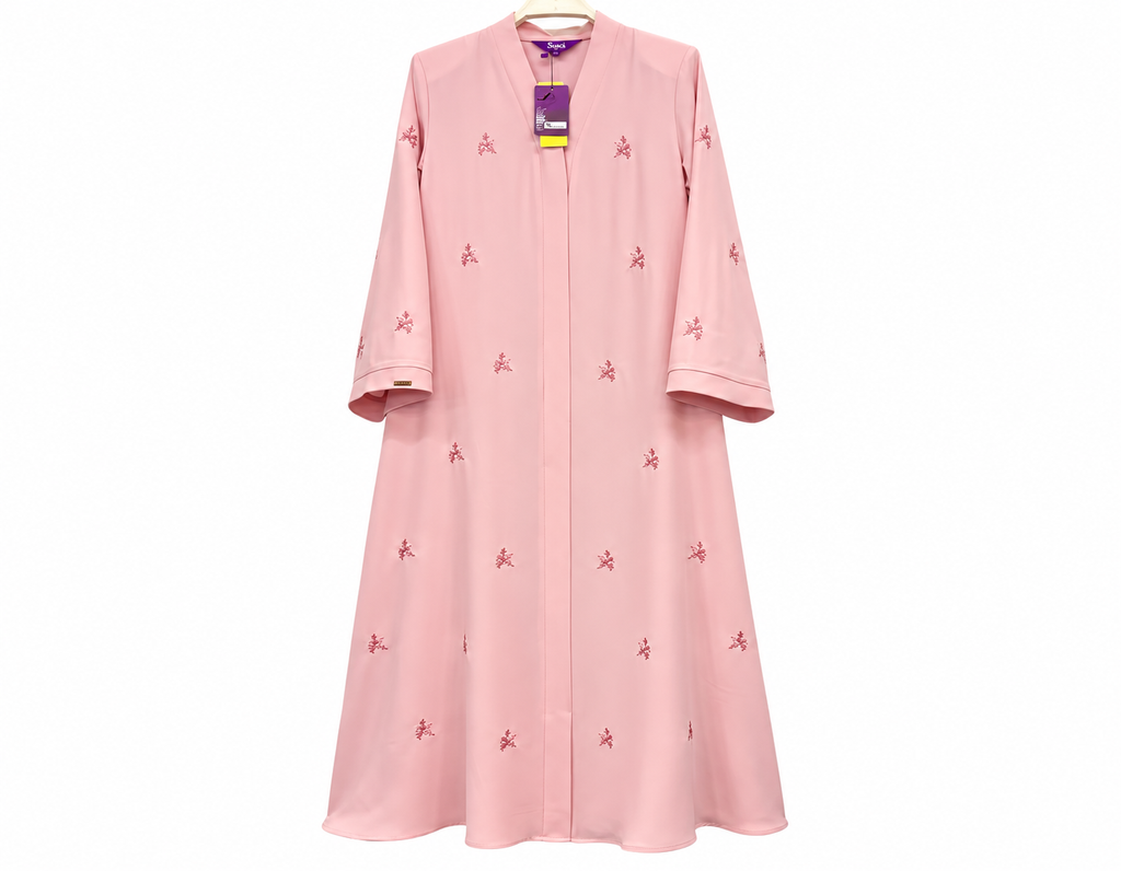 Pale Pink Embroidered Abaya Display