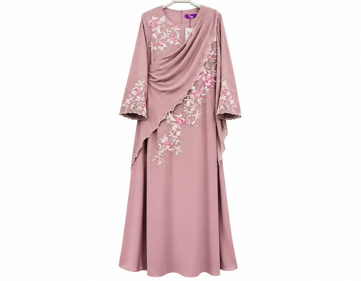 Dusty Rose Embroidered Abaya