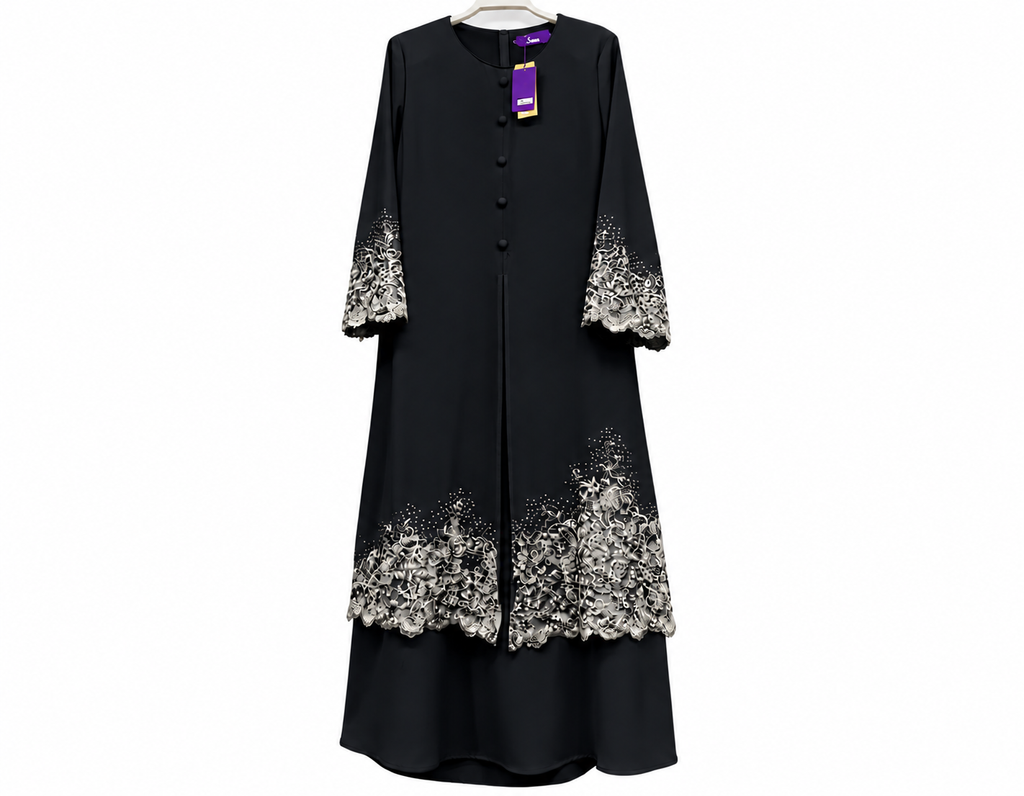 Embroidered Black Abaya on Hanger