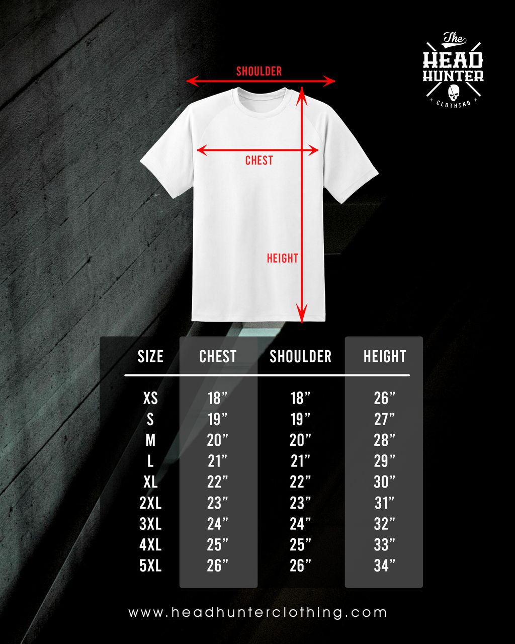 Headhunter SIZE CHART - Round Neck Micro