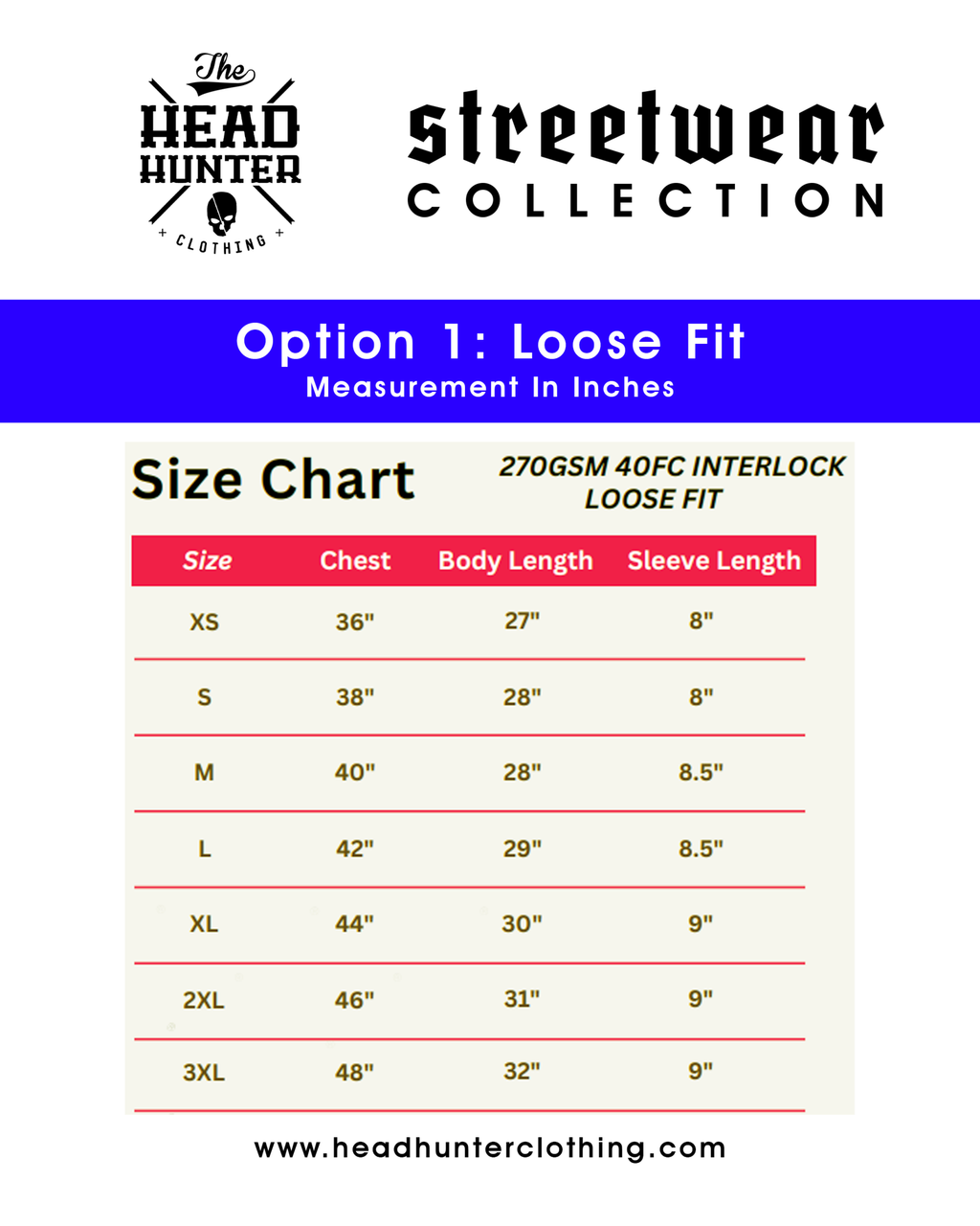 New Size Chart - Loosefit