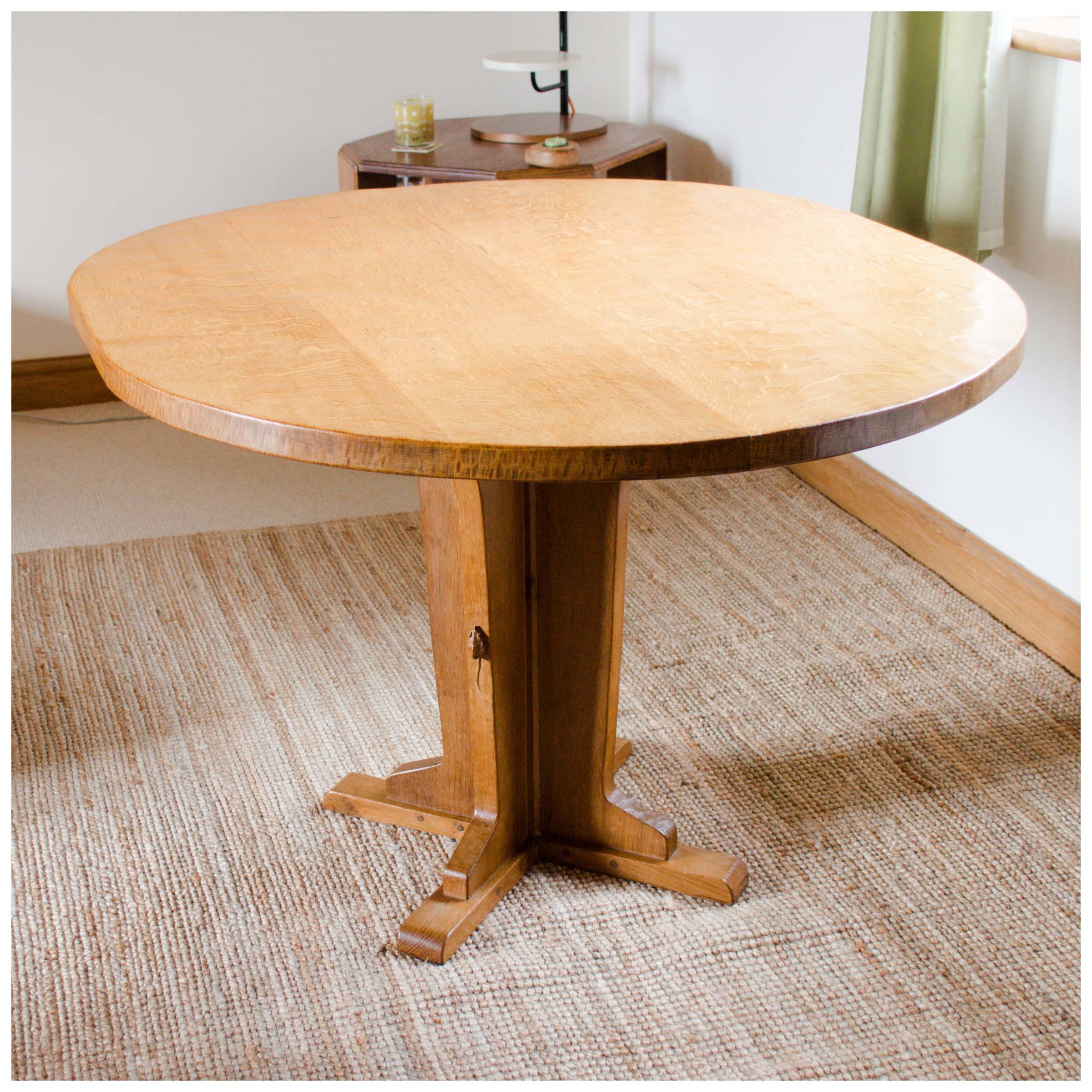 Robert Mouseman Thompson Adzed 4ft Oval Oak Dining Table
