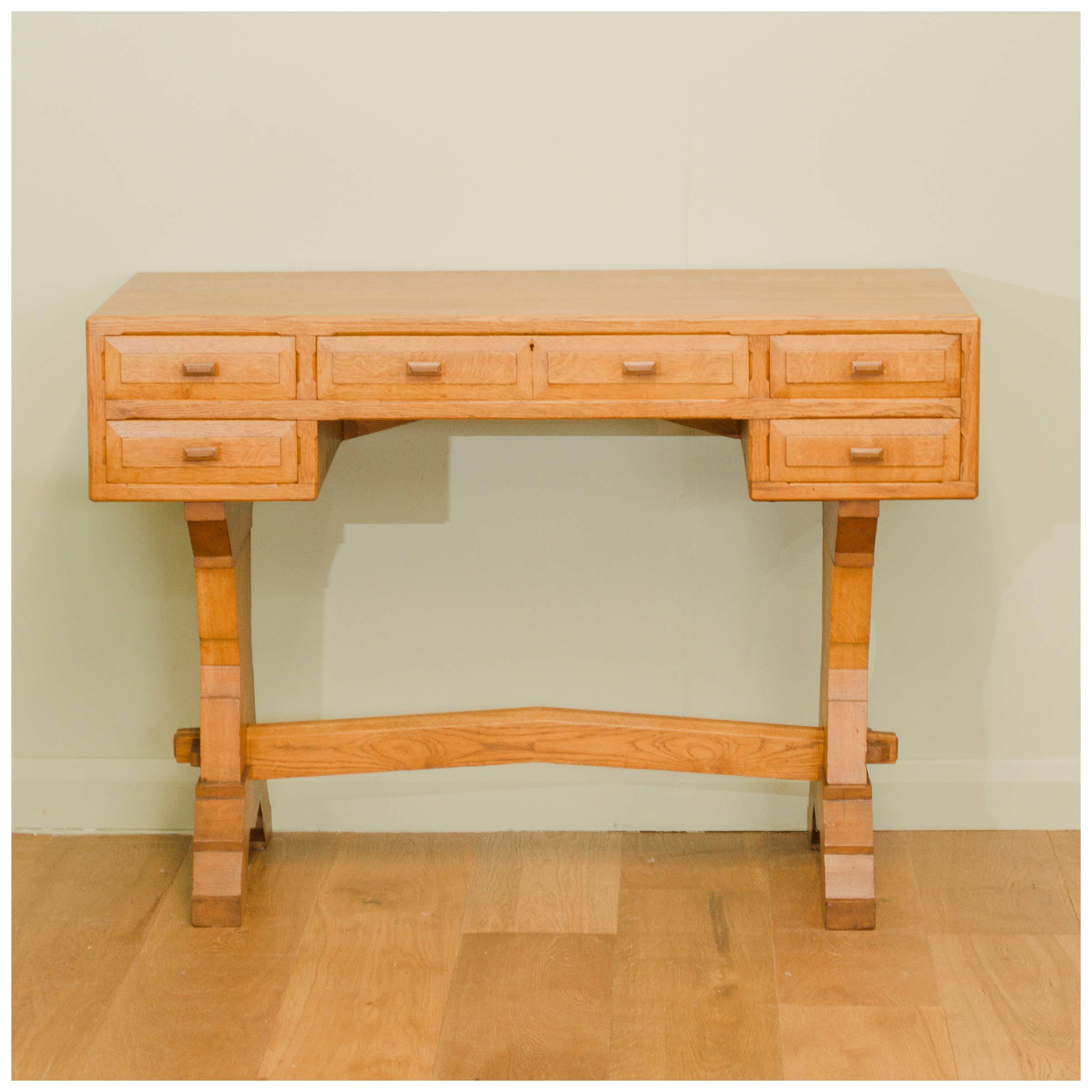 Arts and Crafts Cotswold School Oak Desk Handicraft Antiques