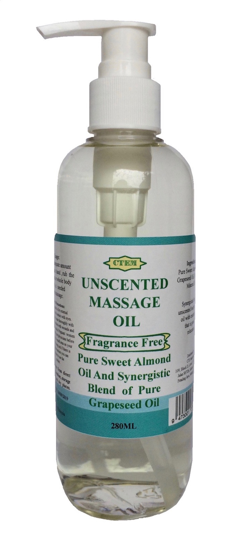 Unscented Massage Oil 280ML CTE Marketing