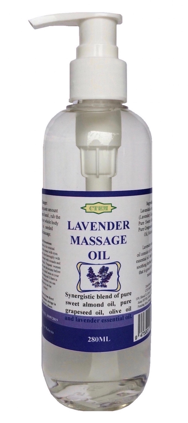 Lavender Massage Oil 280ML CTE Marketing