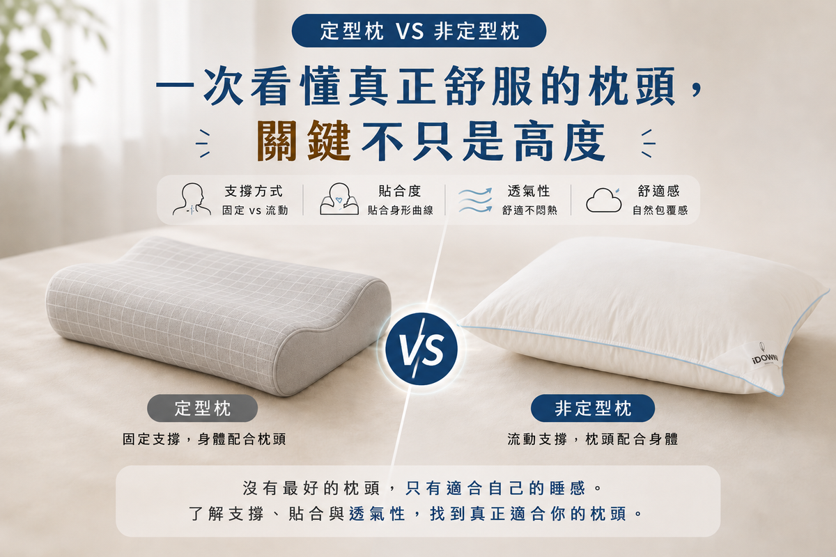 《定型枕 VS 非定型枕 》    一次看懂真正舒服的枕頭，關鍵不只是高度