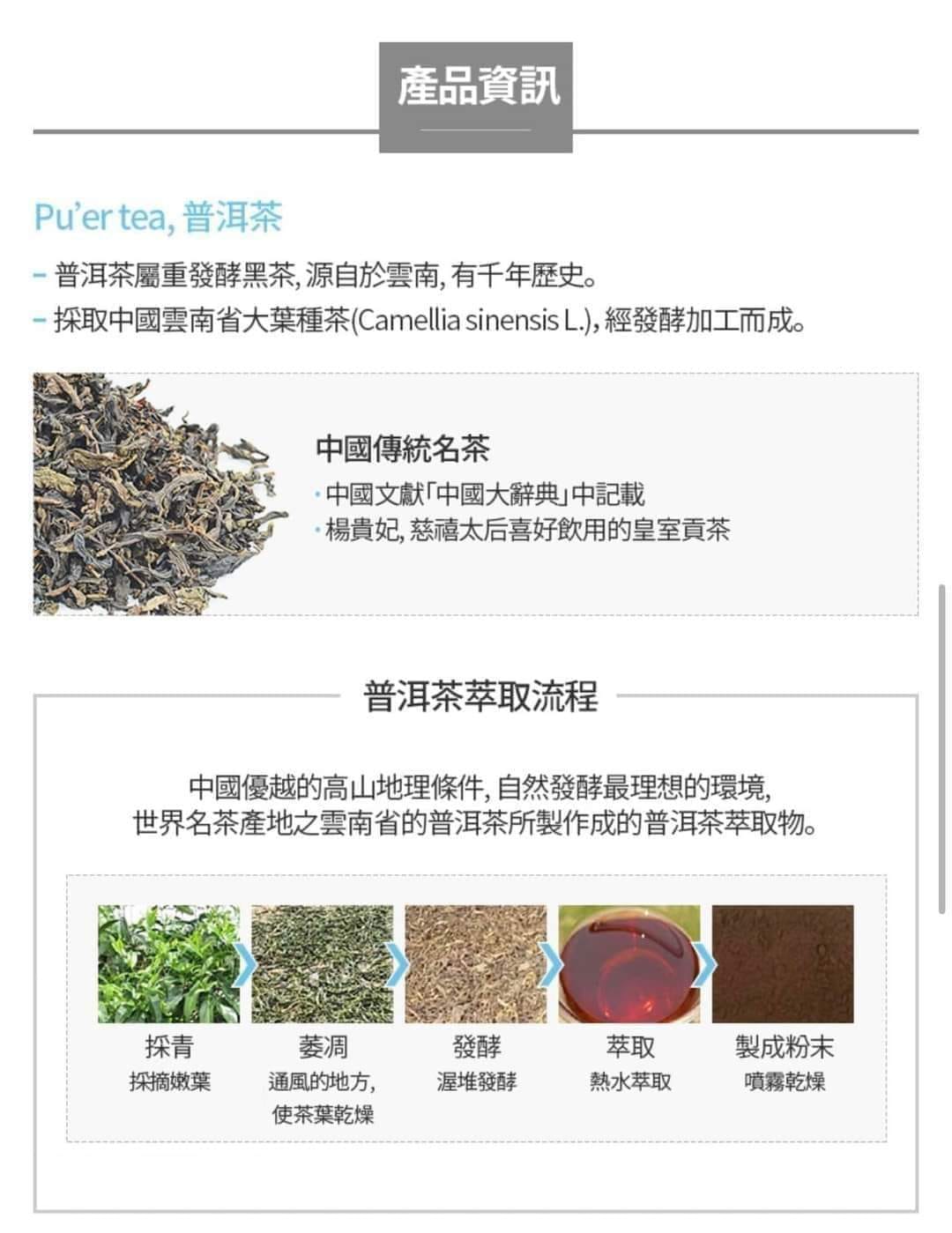 Atomy Slim Body Puer Tea ingredients