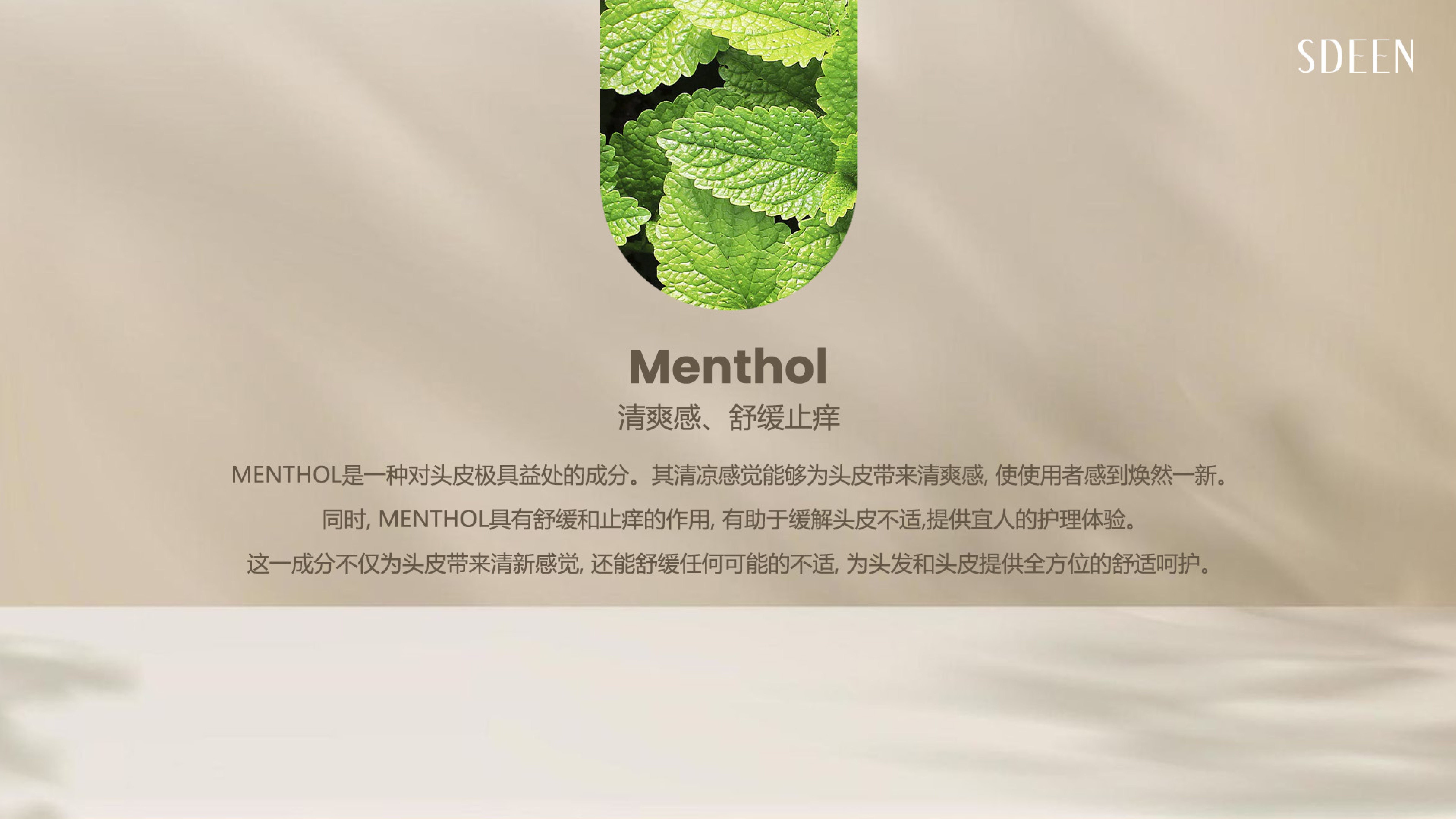 Menthol 薄荷醇 清爽感 舒缓止痒 头皮护理成分
