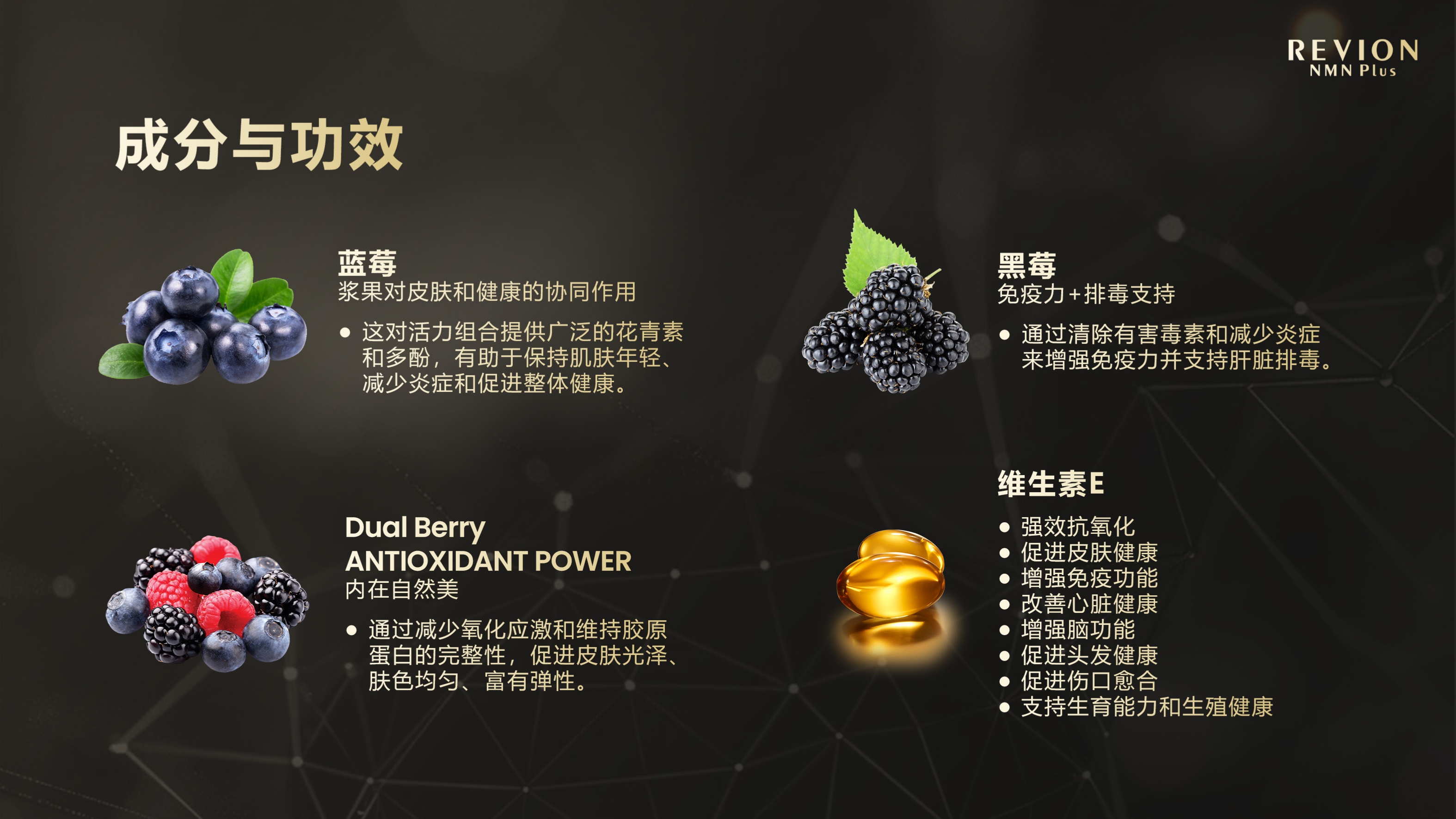 REVION NMN PLUS 成分协同作用机制图