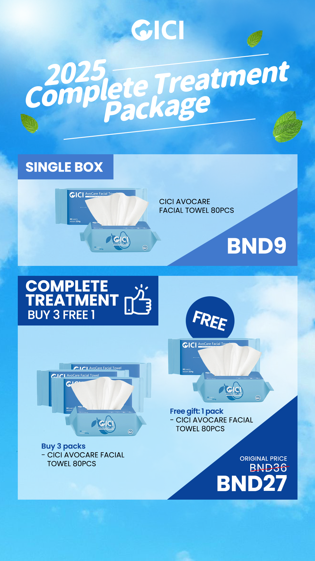 Brunei - CICI Facial Towel Brunei Promo: Buy 3 Get 1 Free - 80pc Pack BND27