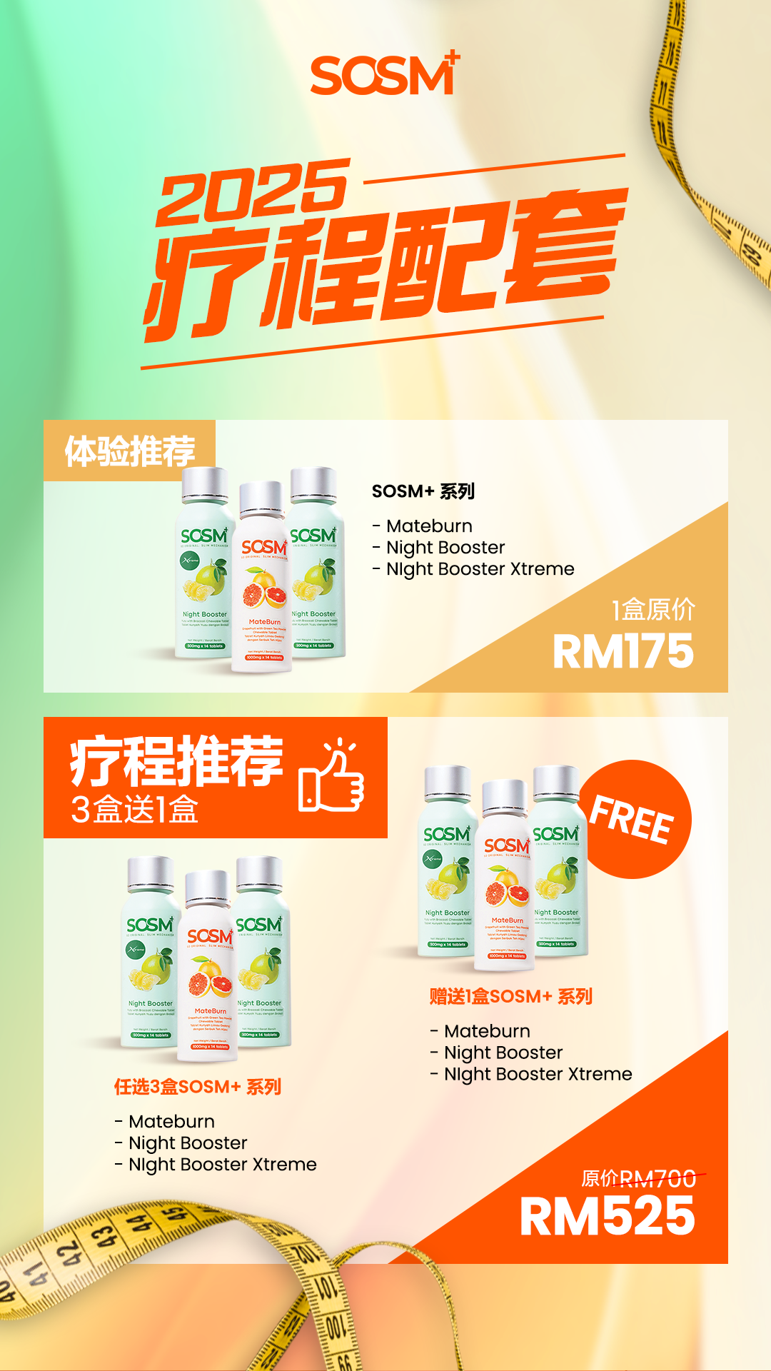 马来西亚 - SOSM+ 马来西亚优惠，单盒RM175，买三送一