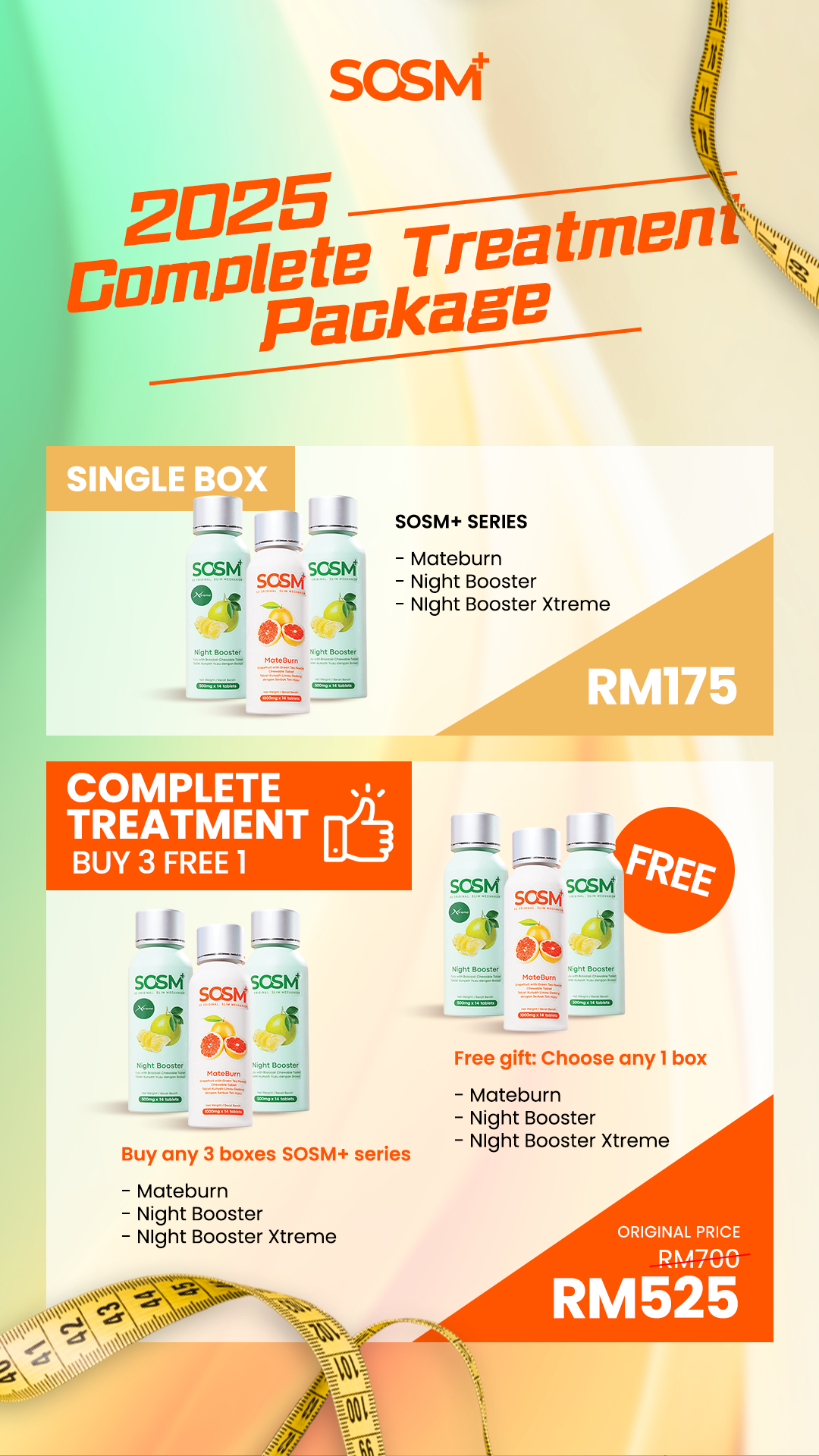 Malaysia - SOSM+ Mateburn - SOSM+ Night Booster - Complete Treatment Package in Malaysia, RM525 only