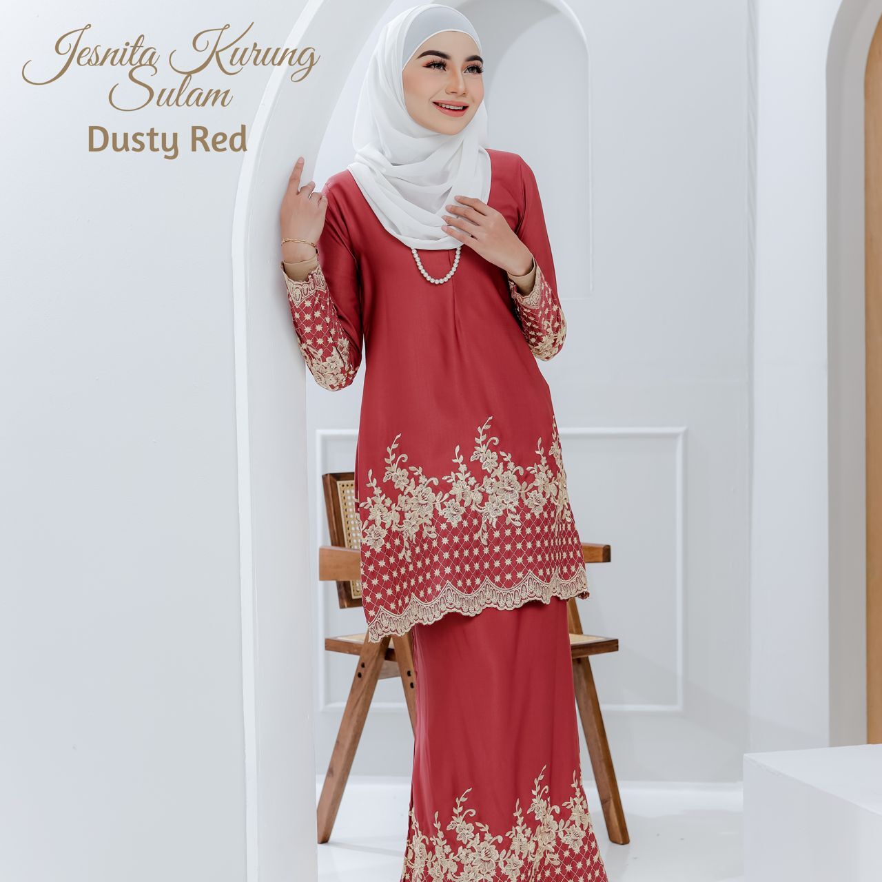 JESNITA KURUNG SULAM DUSTY RED