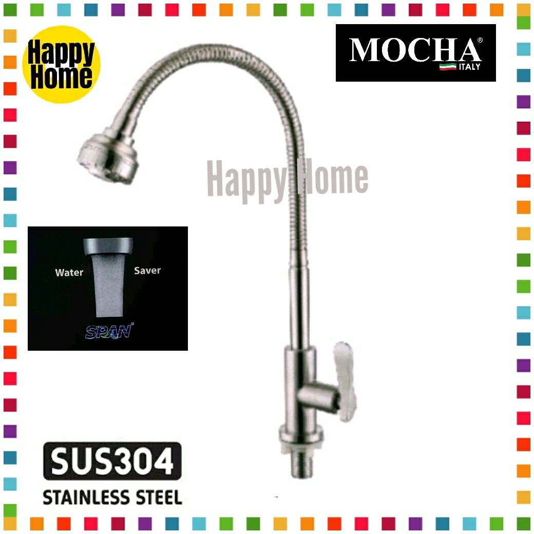 Mocha M3519ss Kitchen Accessories Pillar Mounted Single Flexible Sink Tap Su304 Stainless Steel Faucet