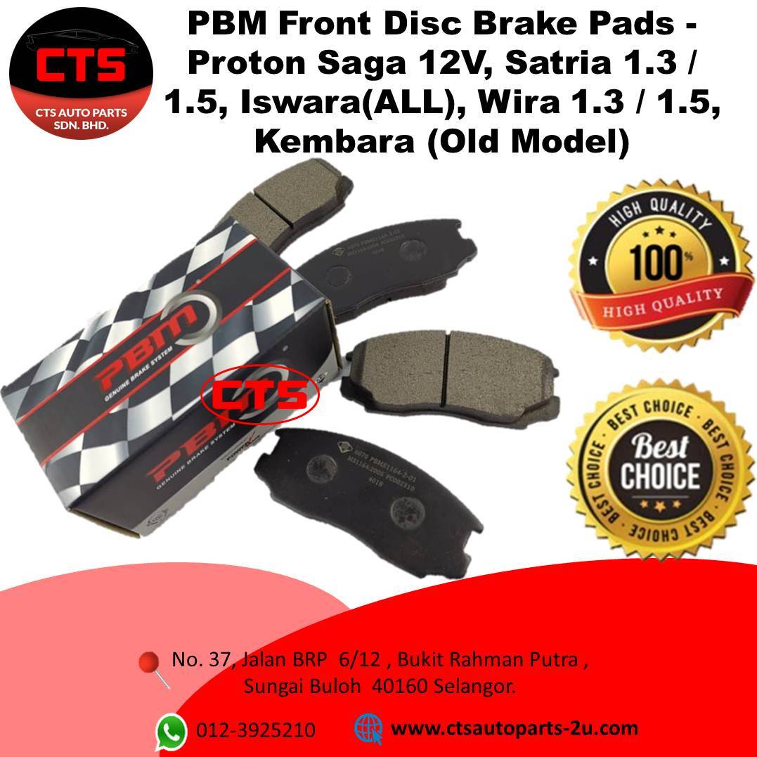 PBM Disc Brake Pads - Proton Saga 12V, Satria 1.3 / 1.5 