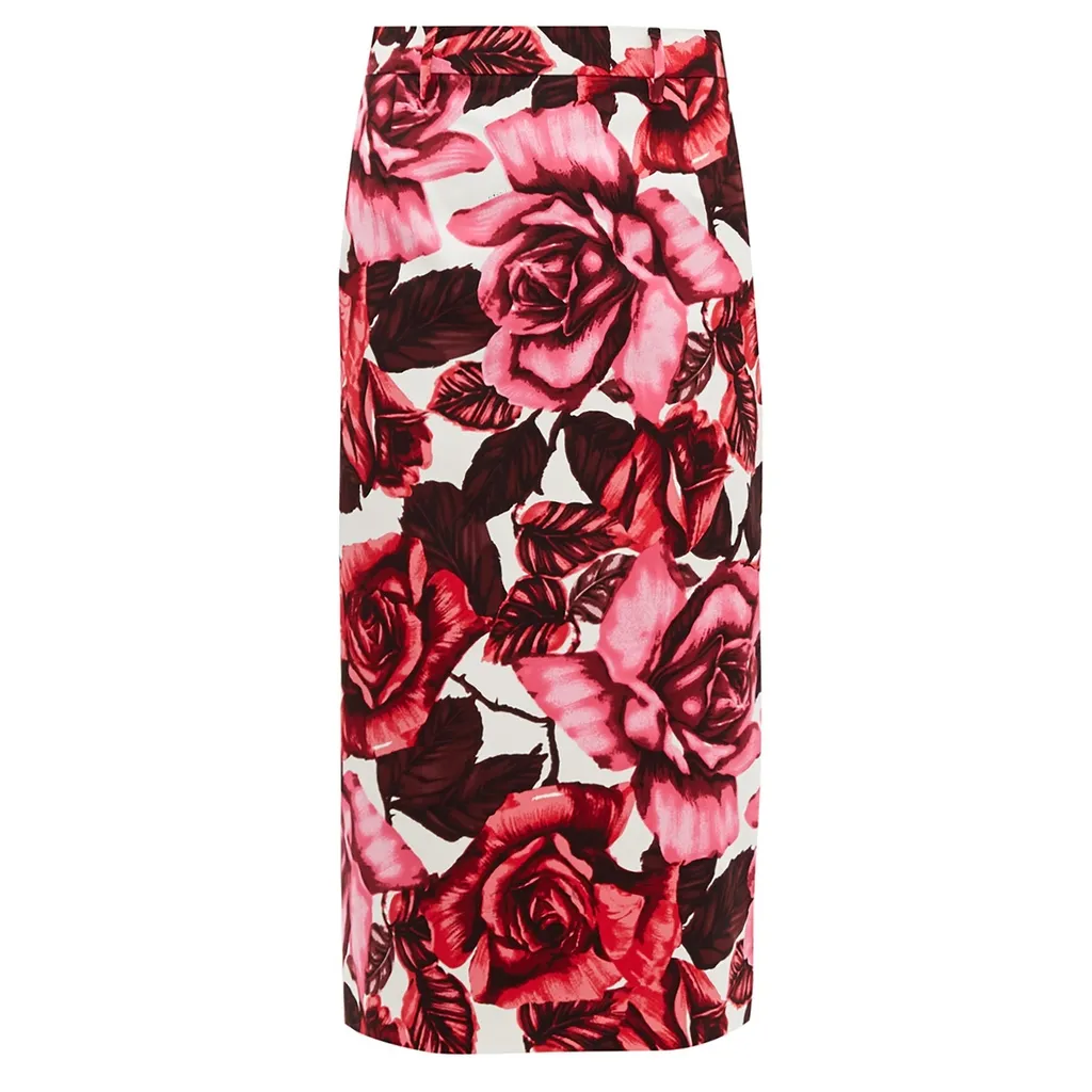 Indie Designs Rose Print Cotton Canvas Midi Skirt Indie Designs Clothing Indie Designs Rose Print Cotton Canvas Midi Skirt Indie Designs Clothing