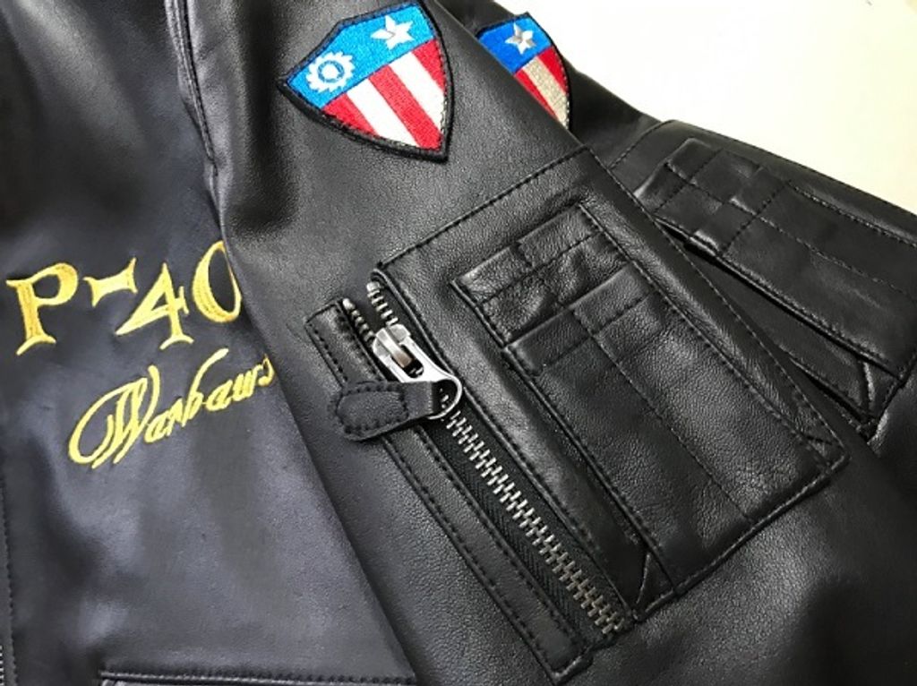 Incredible Hand Painted Flying Tigers Commemorative Leather Flight Bomber  Jacket