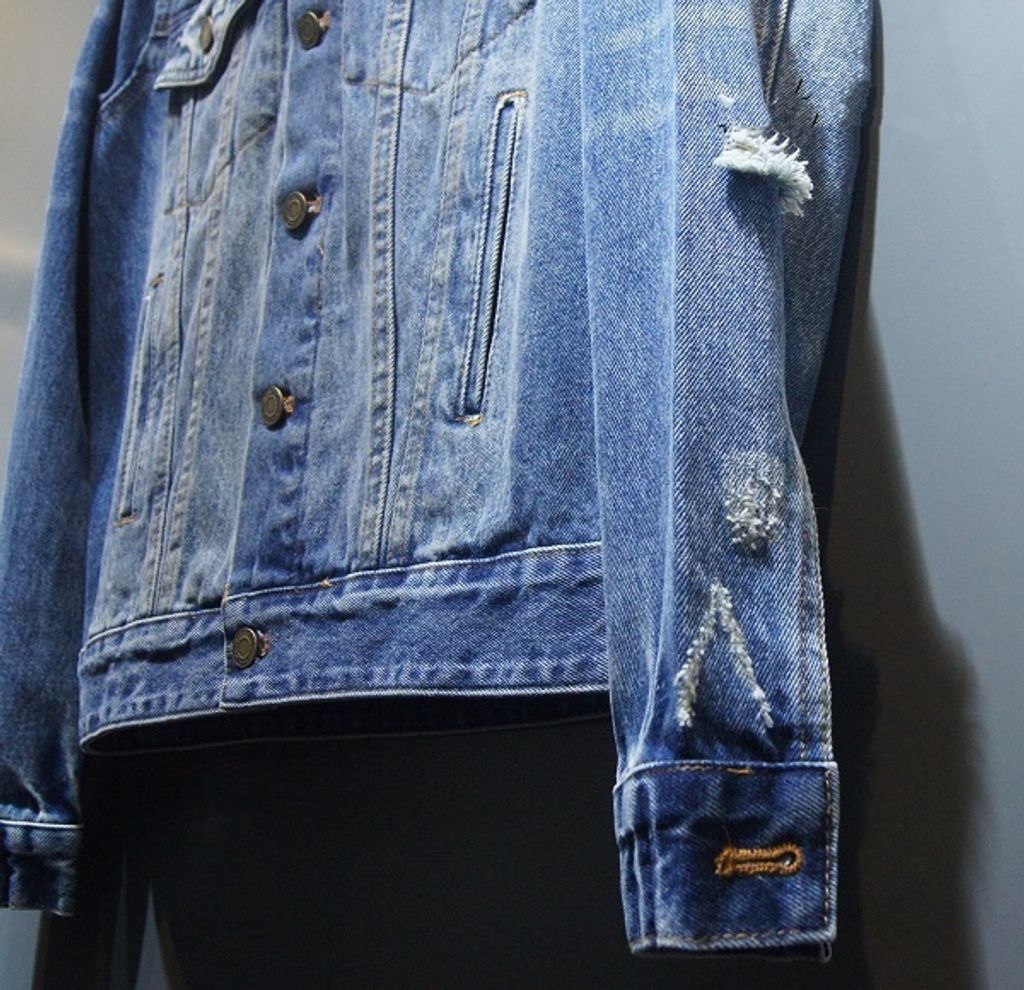 Rhude - Oversized Suede Elbow-Patch Distressed Denim Jacket - Blue