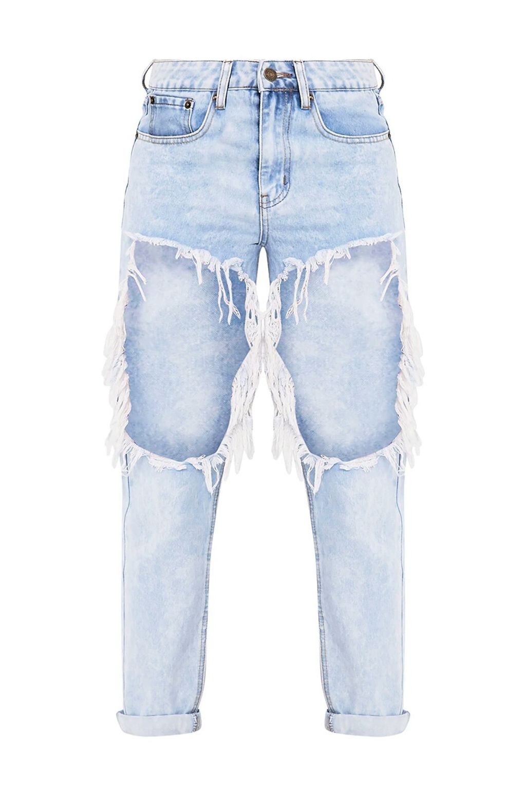 Light Wash Open Thigh Ripped Jeans – Indie Clothing