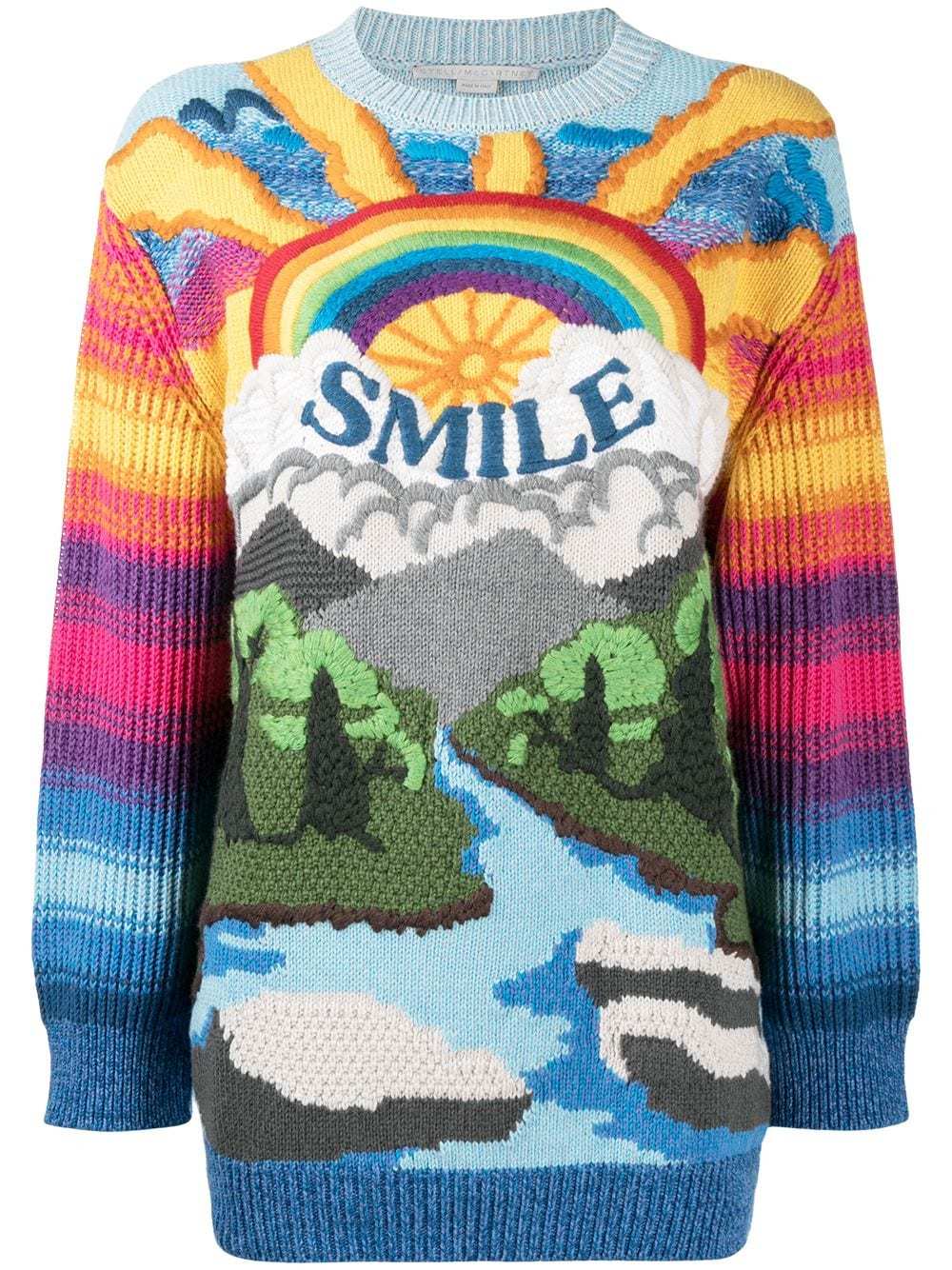 【GRAVER】22FW★ Human Rainbow Smile Sweatshirt Rainbow flower smile embroidery white clip sweatshirt