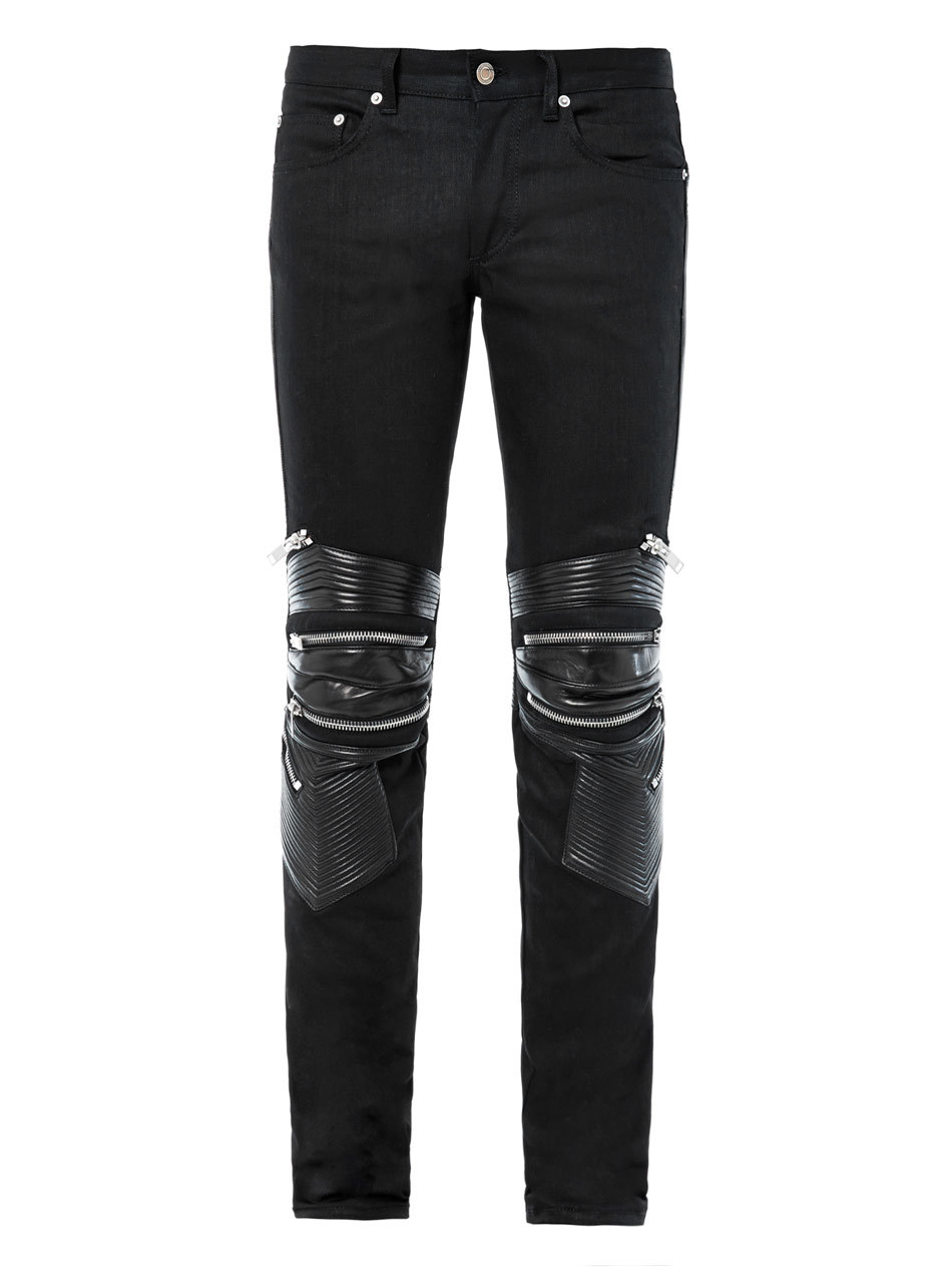 Indie Designs Denim and Leather Skinny Zip Biker Trousers – Indie ...
