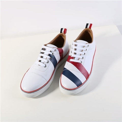 Indie Designs Striped Cotton And Leather Sneakers – Indie Designs Clothing