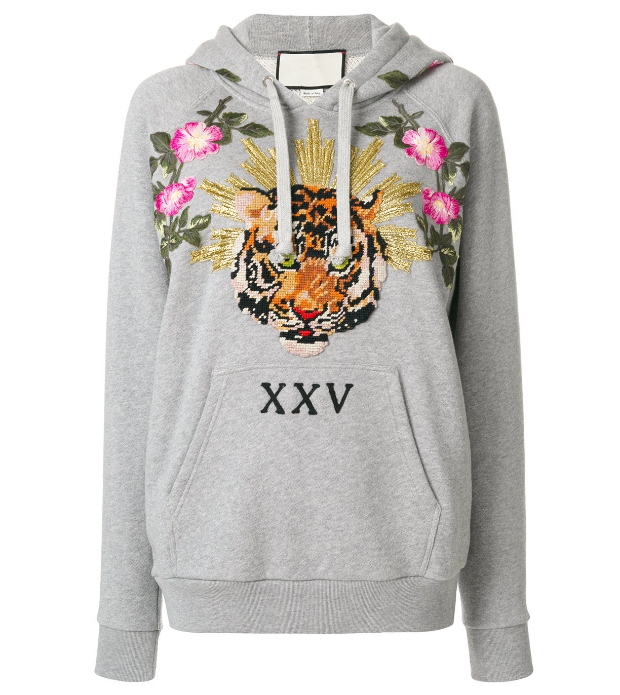 Indie Designs Tiger and Floral Embroidered Hoodie Indie Designs Clothing