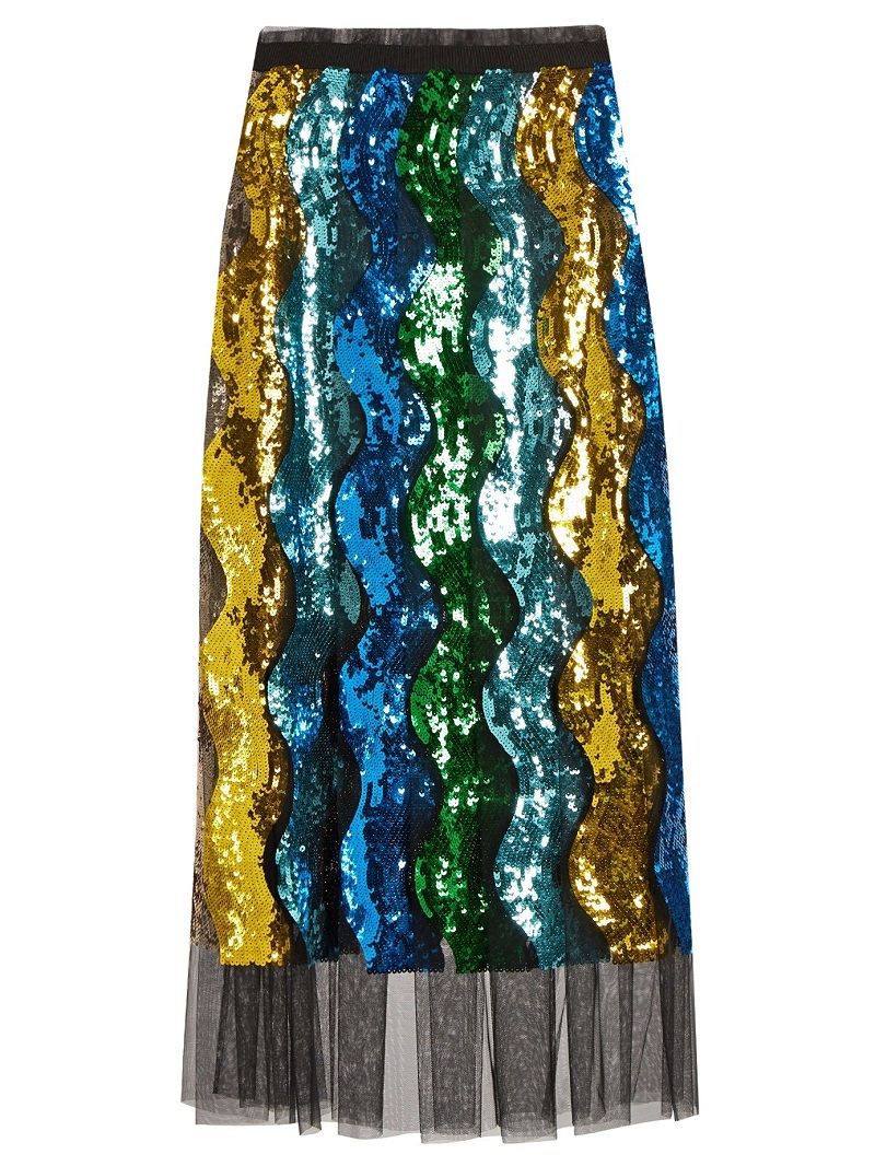 Indie Designs Sequin-embellished Wave Tulle Midi Skirt – Indie Designs ...