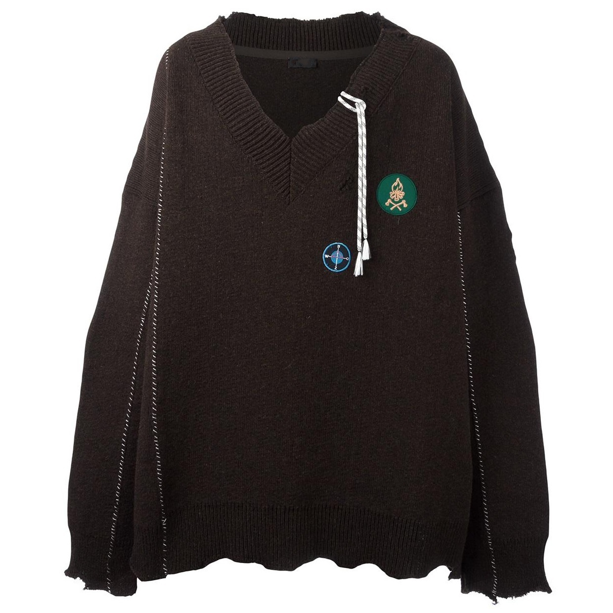 Indie Designs Logo Patch V-neck Oversized Jumper – Indie Designs 
