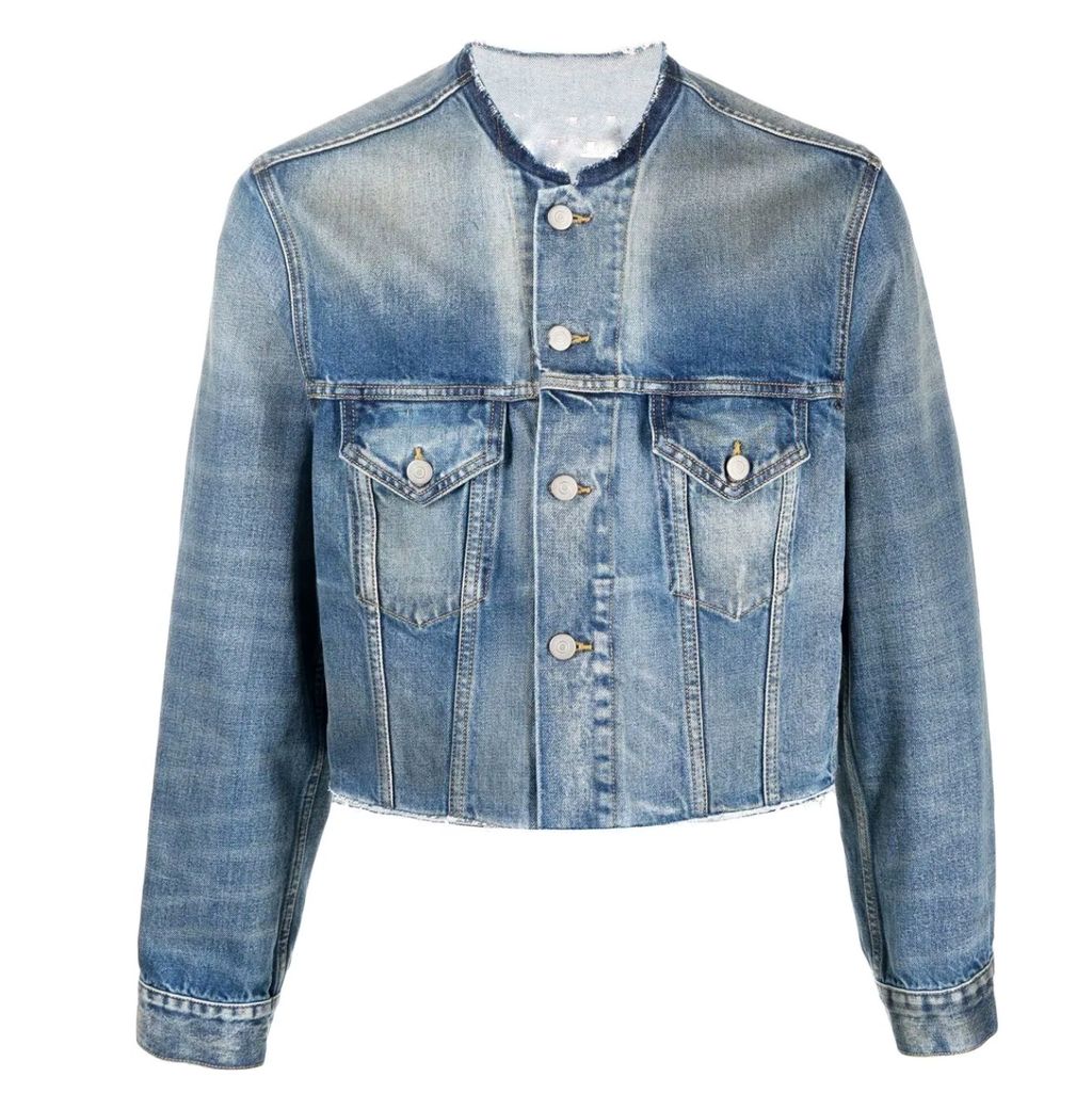 COVERNAT ♥ Women’s Collarless Denim Jacket/追跡付 Indie Designs Collarless Cropped Denim Jacket – Indie