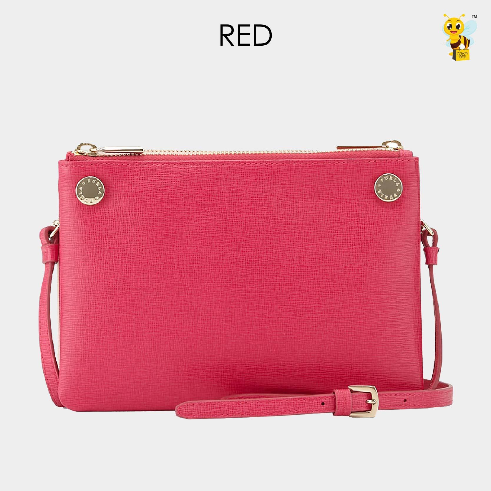 FURLA Lilli Mini Leather Crossbody Bag (Red/Black) CrazyBee