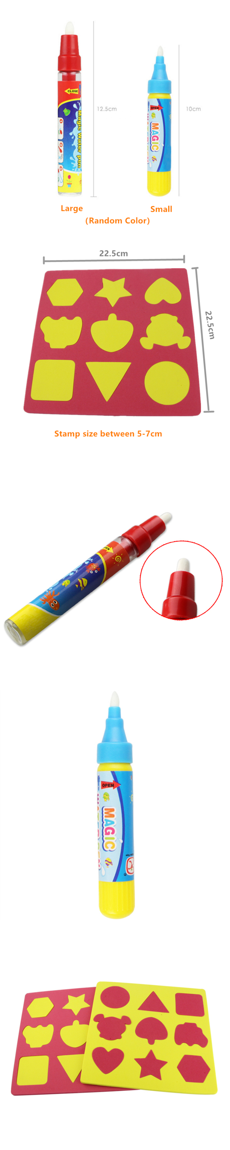 Little B House Magic Water Pen/Stamps Writing Painting for Aqua Doodle Drawing Toys Mat-BT36 (Stamps)
