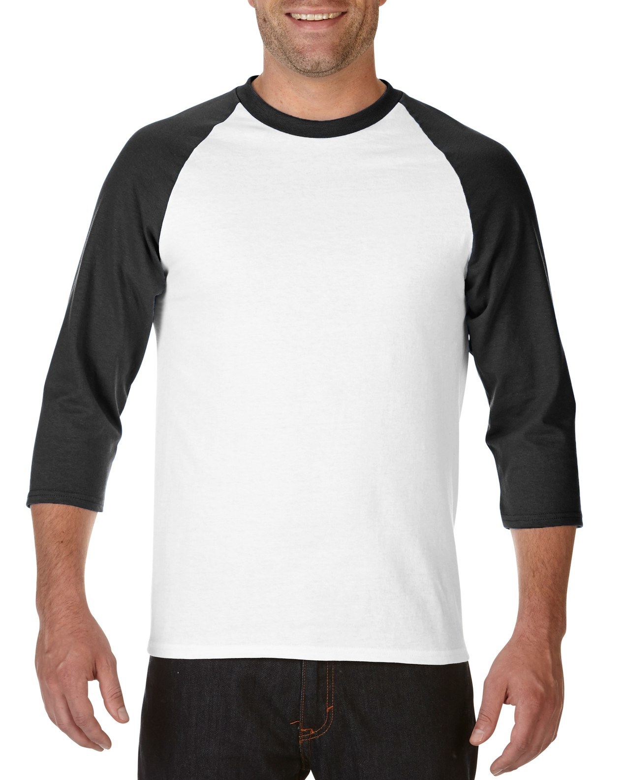 Gildan Premium Cotton 3/4 Sleeve Raglan - White/Black – Basixlab