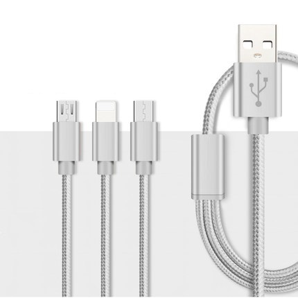 Multi USB Charging Cable 3 in 1Twisted Nylon Cable In Charging Cable