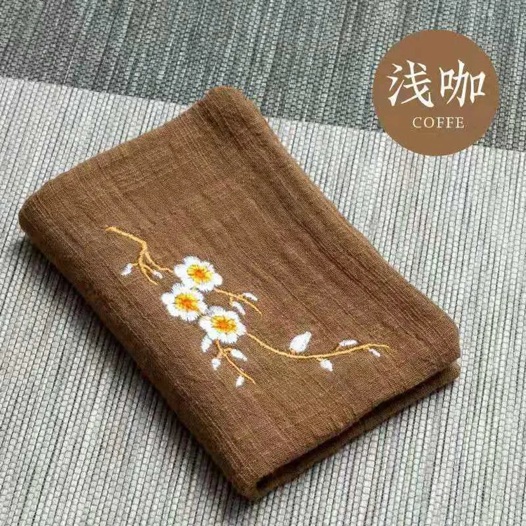 手工刺绣梅花棉麻茶巾2-4