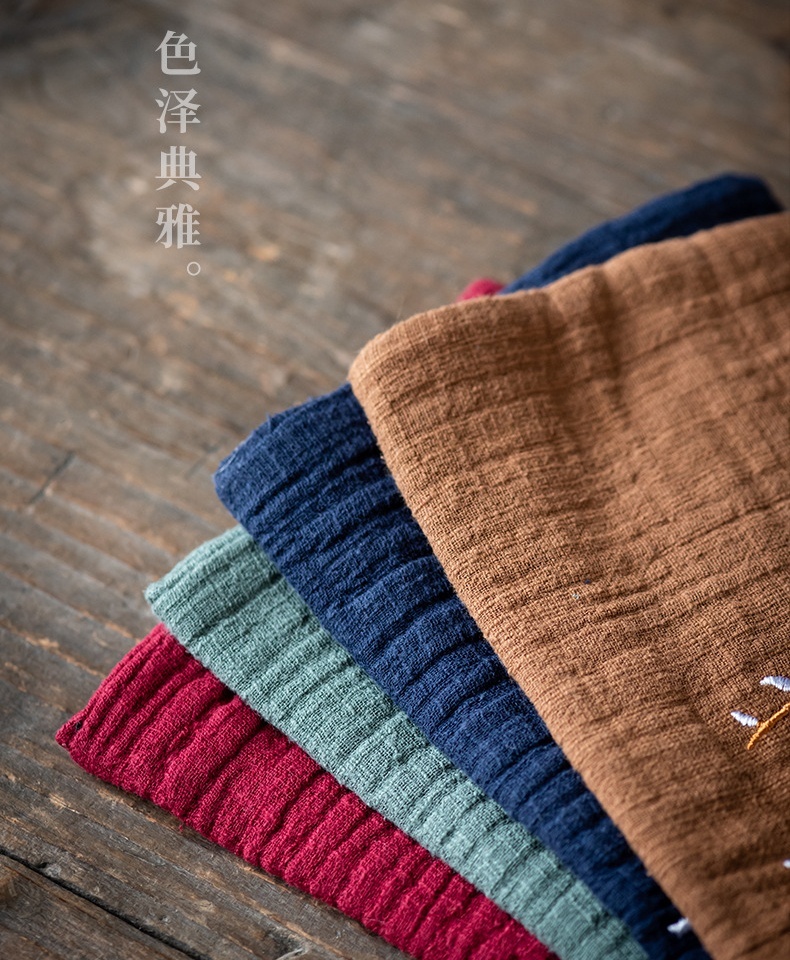 手工刺绣梅花棉麻茶巾3-9