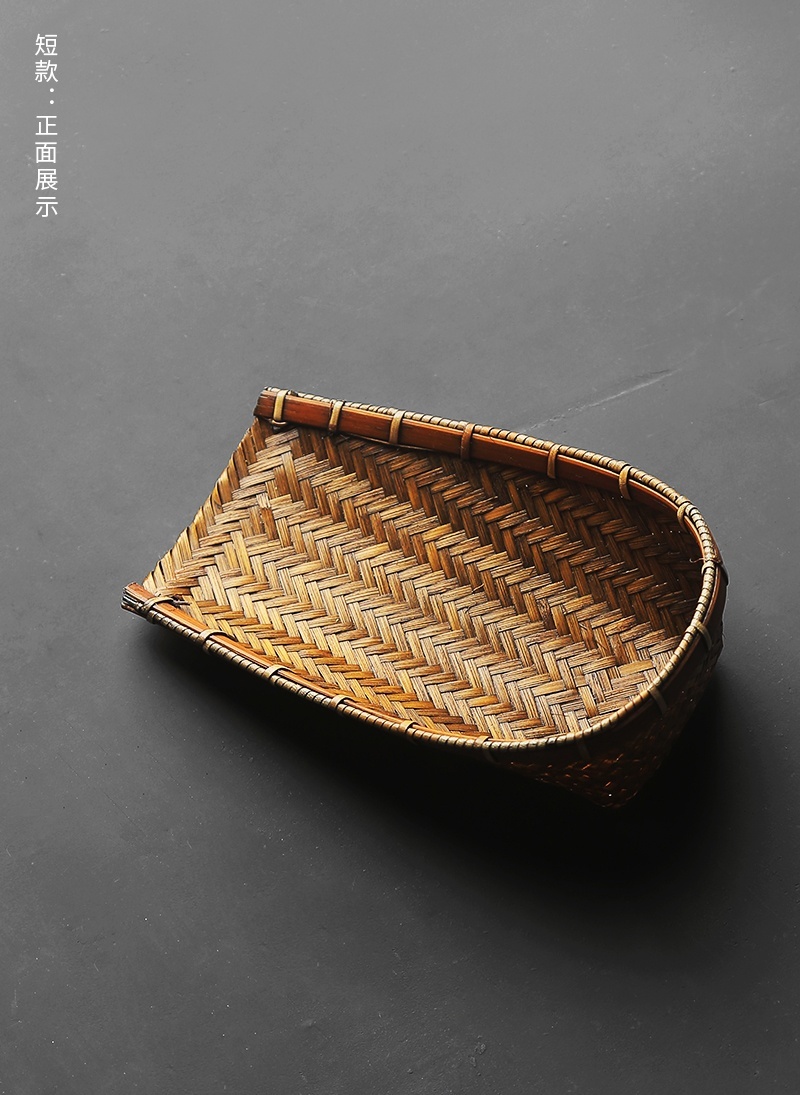 手作竹編簸箕布袋茶則4-1