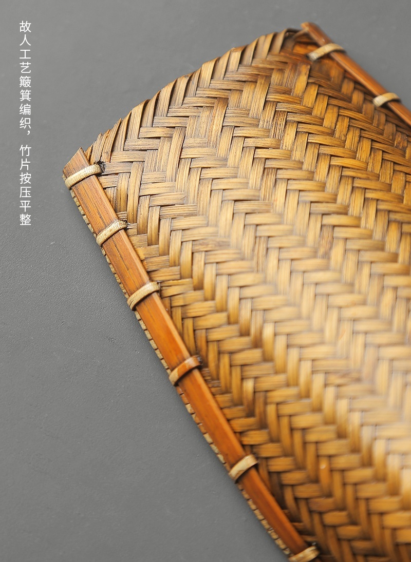 手作竹編簸箕布袋茶則4-3