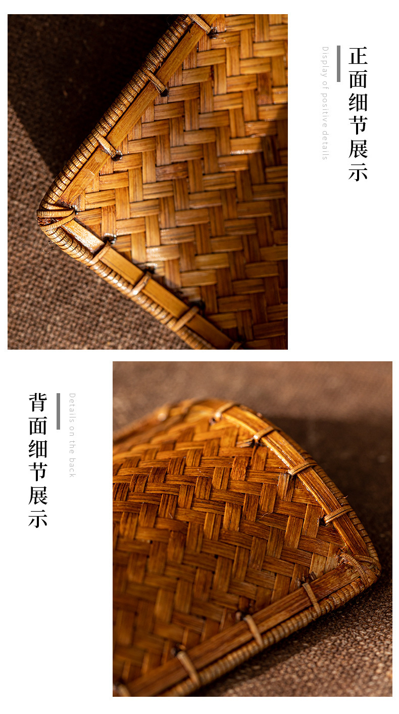 手作竹編簸箕布袋茶則2-2