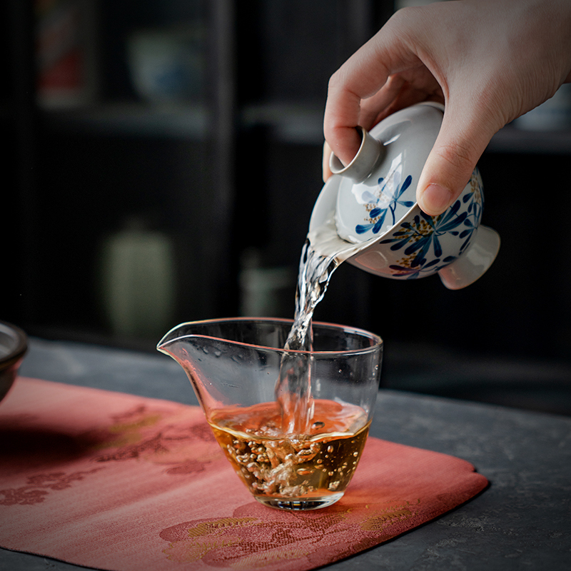 手繪桂花高足蓋碗3-3